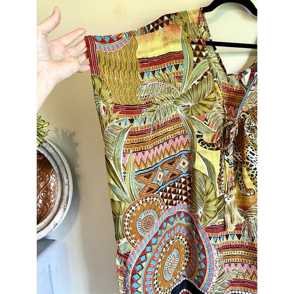 VIOLET SKY Beach Swim Cover Up Kimono Jungle Safari Tassels Resort Cruise XLarge - Picture 3 of 10